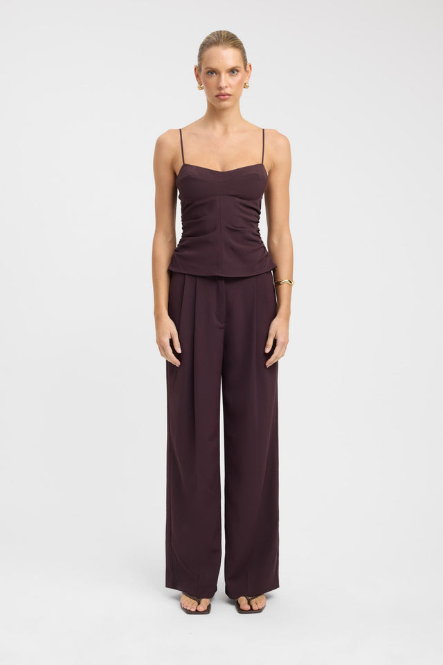 front Opal Cinch Top Kookai Fitted Sweetheart Sleeveless Womens-Blouse 