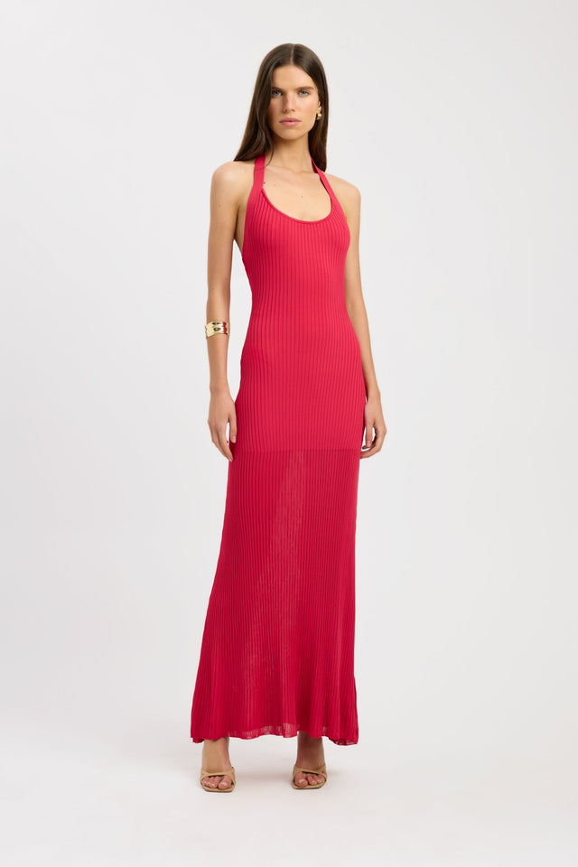 front Manhattan Halter Dress Kookai Aline Maxi Fitted Scoopneck womens-dresses 