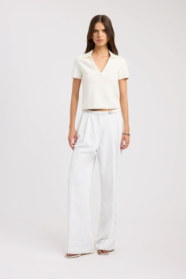 front Florida Polo Top Kookai Relaxed V-neck Half sleeves Womens-Blouse 