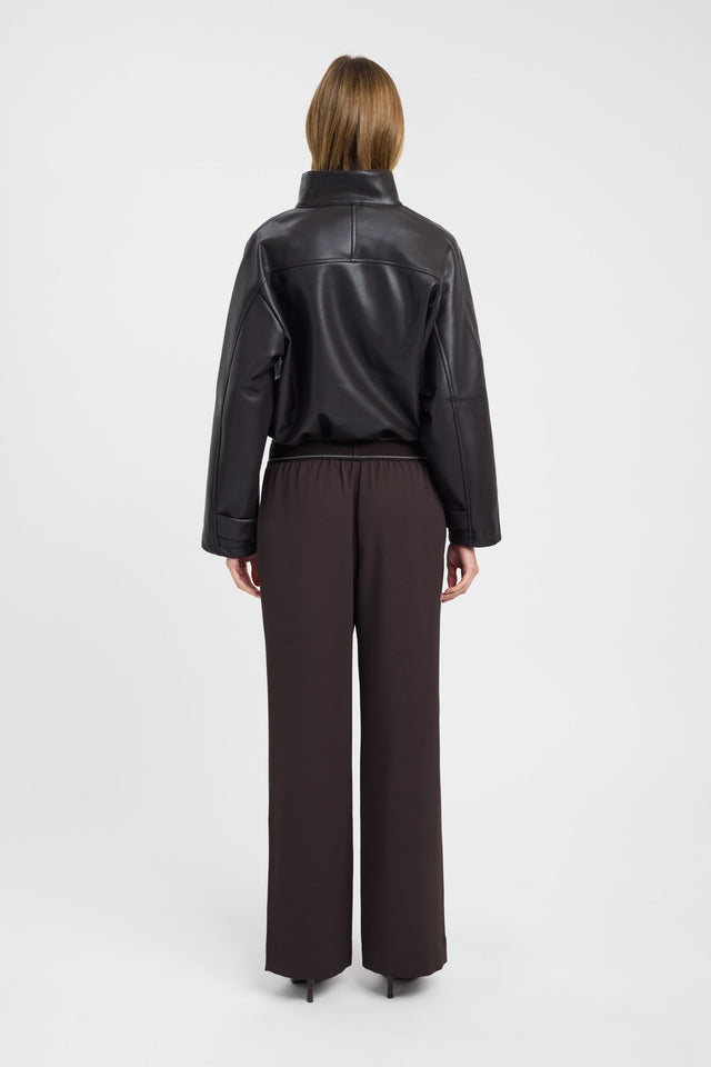 Highlighting the Opal Branded Elastic Pant in womens regular pants with wide-leg high-rise brown detail
