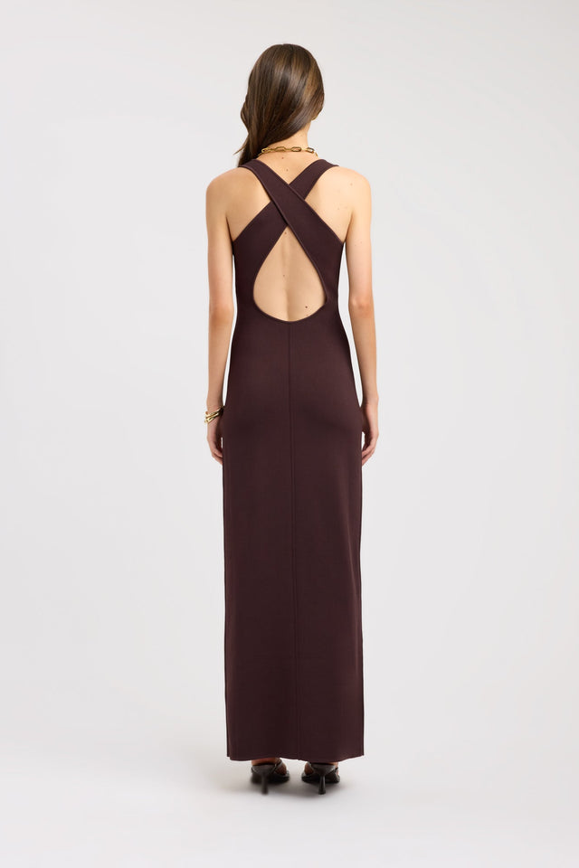 back Serenity Cross Back Dress Kookai Bodycon Maxi Fitted Scoopneck womens-dresses 