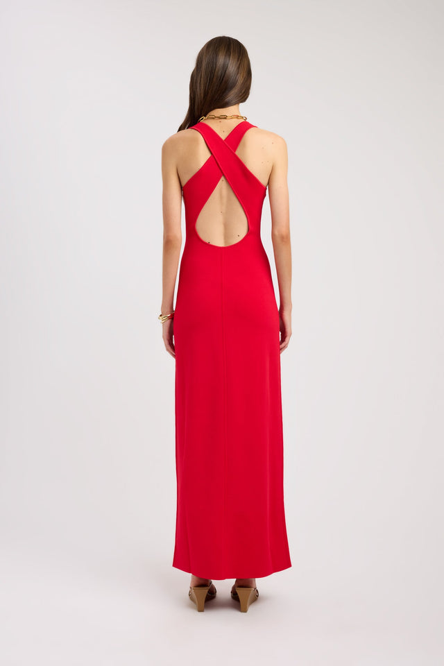 back Serenity Cross Back Dress Kookai Bodycon Maxi Fitted Scoopneck womens-dresses 