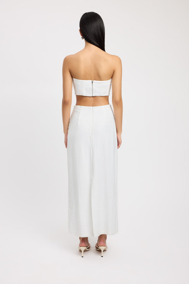 front Siena Sequin Maxi Skirt Kookai Frayed Maxi white womens-skirts 