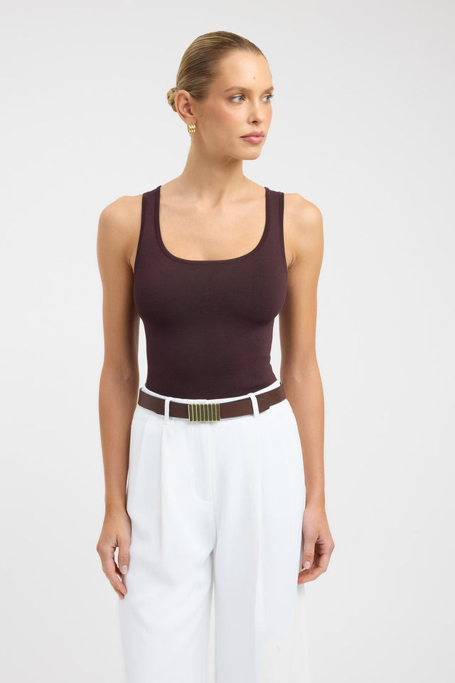 front Serenity Scoop Tank Kookai Fitted Scoopneck Sleeveless Womens-Blouse 