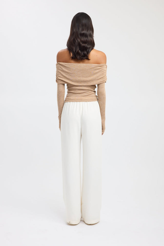 back Shiloh Fold Top Kookai Fitted Straight Long sleeve Womens-Blouse 