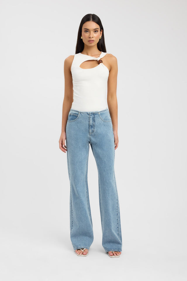 side Noa Top Kookai Fitted Asymmetry Sleeveless Womens-Blouse 