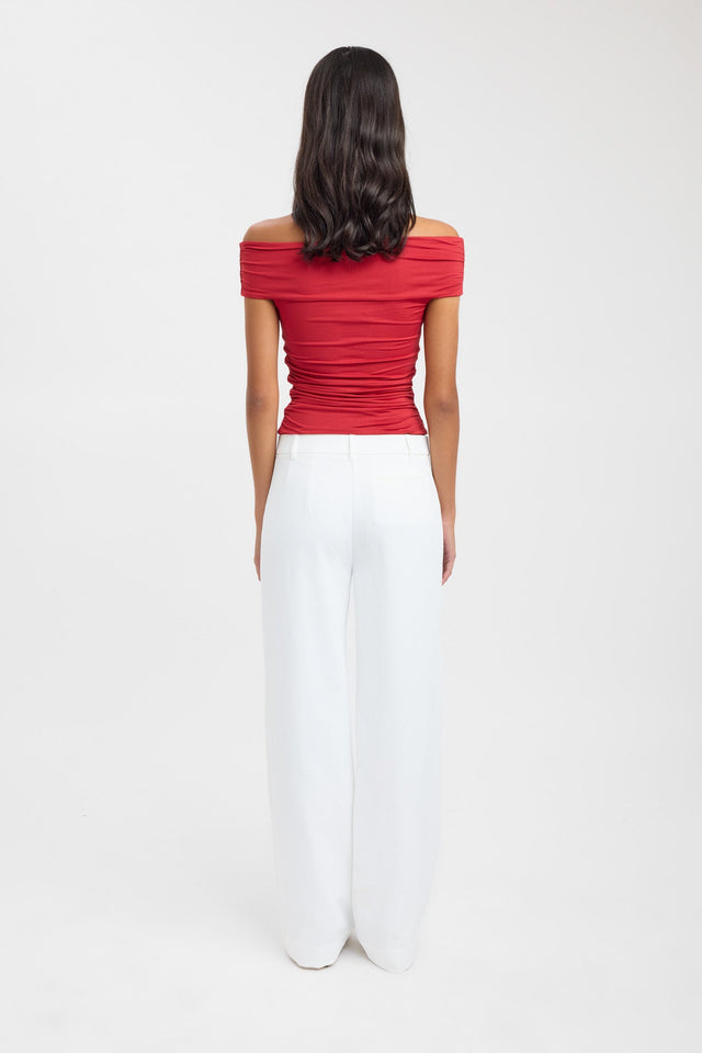 back Tysa Trim Top Kookai Fitted Plungeneck Short sleeves Womens-Blouse 